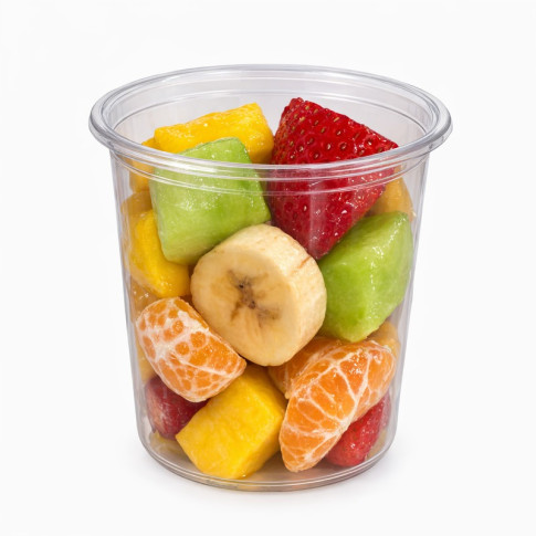 Pot Deli rond PET transparent avec couvercle rentrant  H141mm 960ml