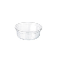 Pot Deli rond plastique PET transparent avec couvercle rentrant  H61mm 250ml