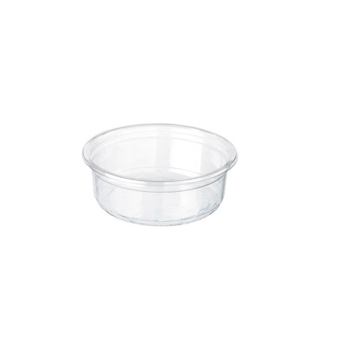 Pot Deli rond plastique PET transparent avec couvercle rentrant  H61mm 250ml