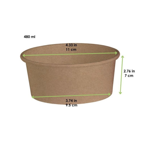 Pot "Deli" rond en carton kraft   H70mm 480ml