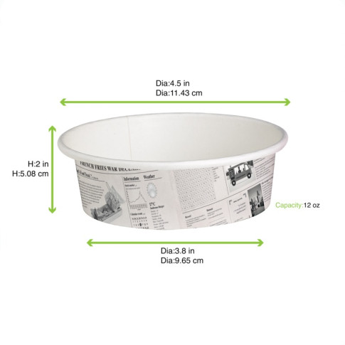 Pot "Deli" rond en carton décor journal   H54mm 360ml