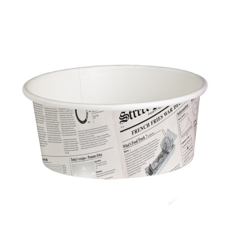Pot "Deli" rond en carton décor journal   H72mm 480ml