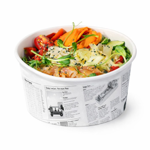 Pot "Deli" rond en carton décor journal   H87mm 600ml
