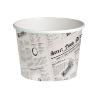 Pot "Deli" rond en carton décor journal   H99mm 650ml