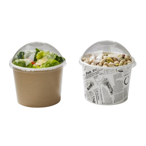 Pot "Deli" rond en carton décor journal   H99mm 650ml