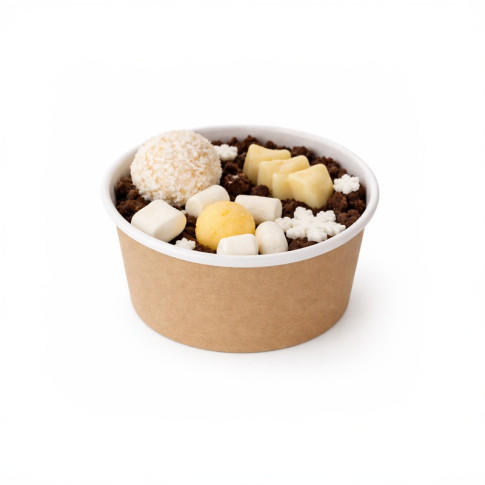 Pot "Deli" rond en carton décor brun   H70mm 480ml