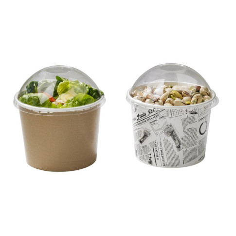 Pot "Deli" rond en carton décor brun  H72mm 480ml