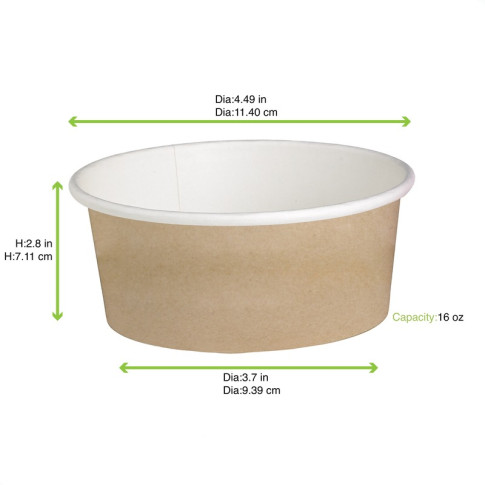 Pot "Deli" rond en carton décor brun  H72mm 480ml