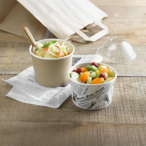 Pot "Deli" rond en carton décor brun  H72mm 480ml