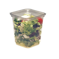 Pot carré transparent en plastique PLA 50x50mm  800ml