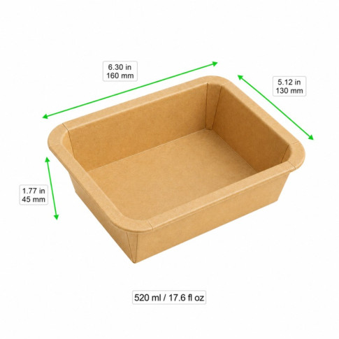 Barquettes GN 1/8 scellables en carton 160x130mm H45mm 520ml