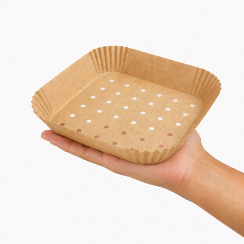 Moule à friture perforé carré kraft   160x160mm H45mm