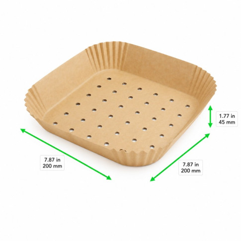 Moule à friture perforé carré kraft   200x200mm H45mm