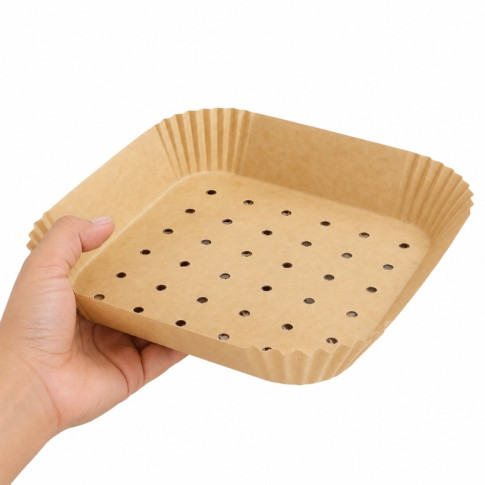 Moule à friture perforé carré kraft   200x200mm H45mm