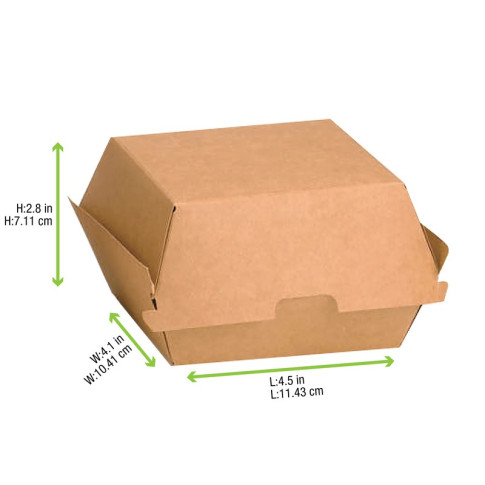 Boite burger carton kraft brun  110x100mm H80mm