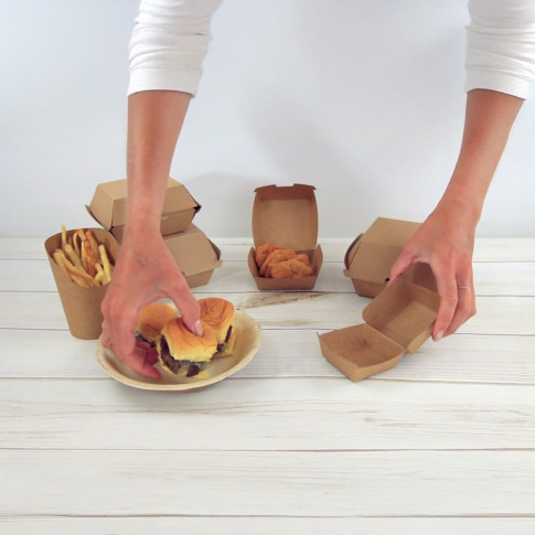 Boite burger carton kraft brun  110x100mm H80mm