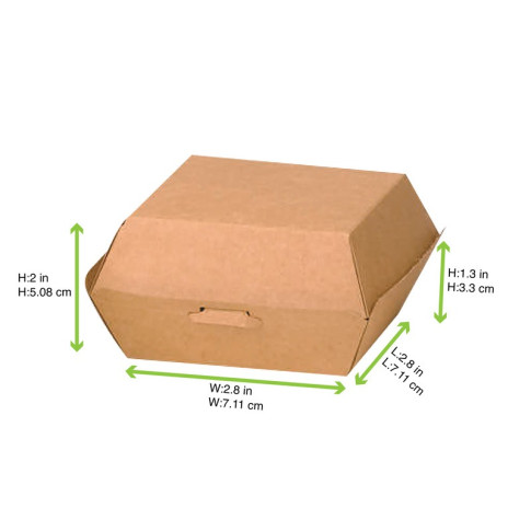 Boite burger carton kraft brun  75x75mm H50mm