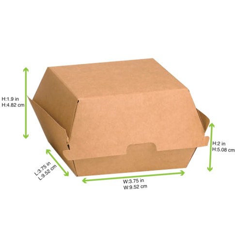 Boîte burger carton kraft brun 95x95mm H50mm