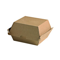 Boîte burger carton kraft brun microcannelé 145x130mm H100mm