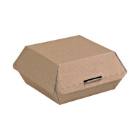 Boite burger carton kraft brun microcannelé  135x125mm H65mm