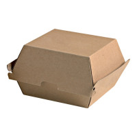 Boîte burger carton kraft brun microcannelé. A utiliser avec nos feuilles papier 145x133mm H85mm