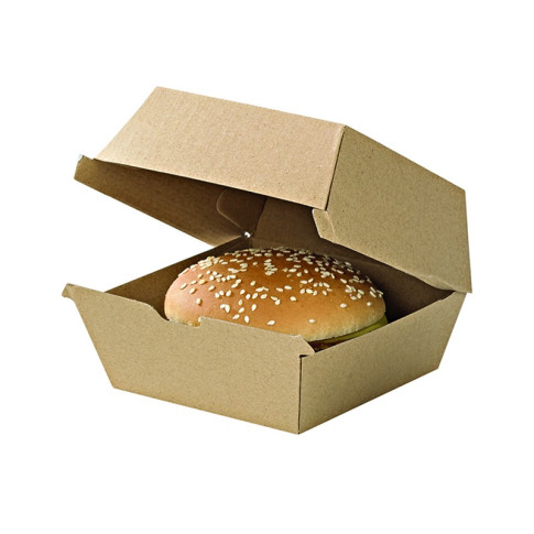 Boîte burger carton kraft brun microcannelé 178x155mm H80mm