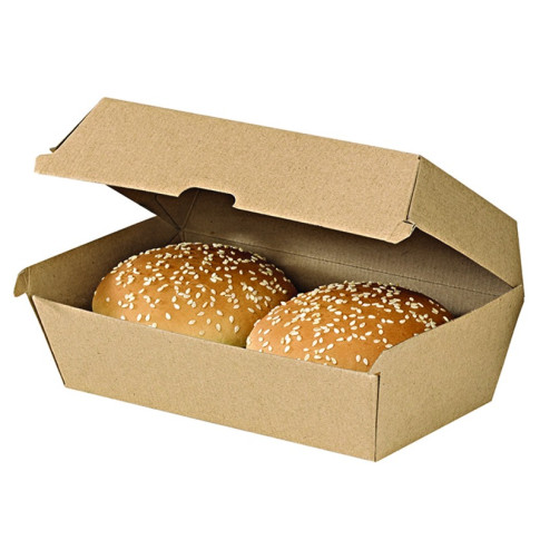 Boite burger carton kraft brun microcannelé  225x125mm H82mm