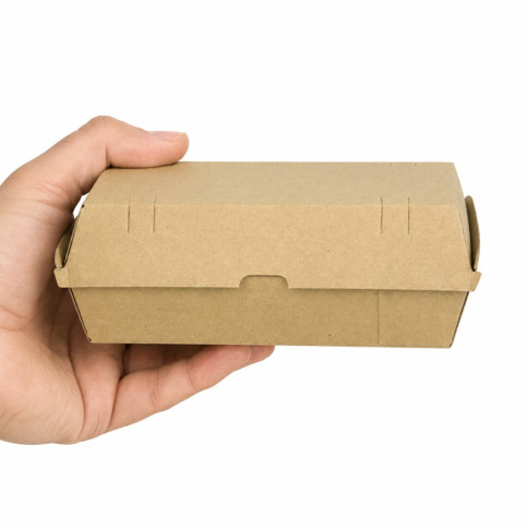 Boîte burger carton kraft brun microcannelé 247x136mm H76mm