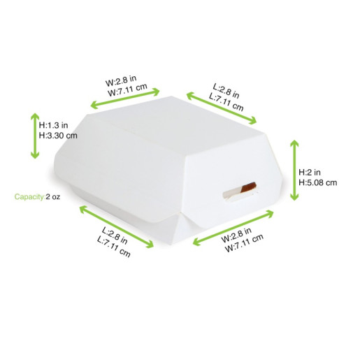 Mini boite burger en carton blanc 80x75mm H50mm