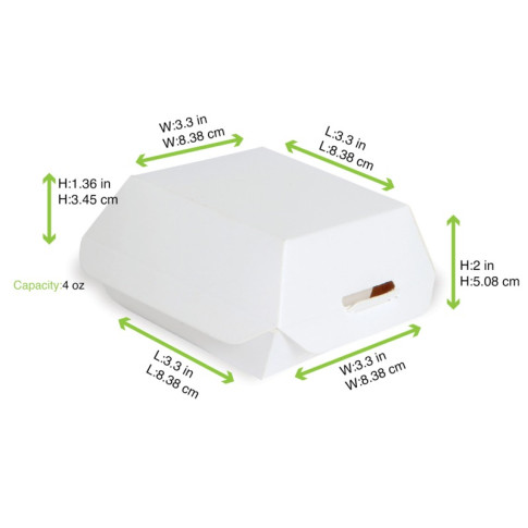 Mini boîte burger en carton blanc 98x95mm H50mm