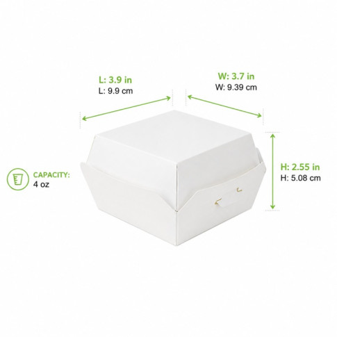Mini Boite burger en carton blanc  98x95mm H50mm