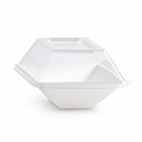 Assiette rectangulaire blanche en pulpe  130x85mm H28mm 150ml