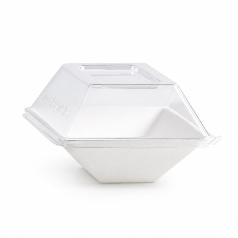 Assiette rectangulaire blanche en pulpe  130x85mm H28mm 150ml
