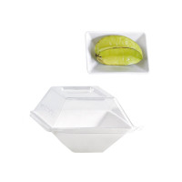 Assiette rectangulaire blanche en pulpe "Eco-Design" 130x85mm H28mm 150ml