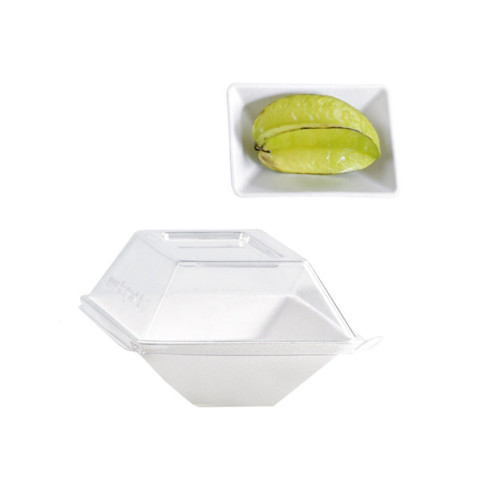 Assiette rectangulaire blanche en pulpe "Eco-Design" 130x85mm H28mm 150ml
