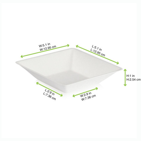 Assiette carrée blanche en pulpe "Eco-Design" 130x130mm H28mm 250ml