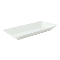 Assiette rectangulaire blanche en pulpe   260x130mm H28mm 500ml