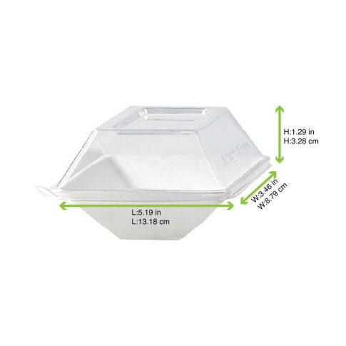 Couvercle dôme rectangulaire transparent en plastique PET  132x88mm H33mm