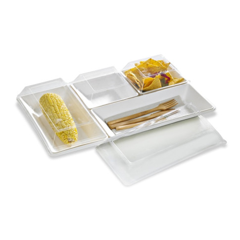 Couvercle dôme rectangulaire transparent en plastique PET  180x133mm H30mm