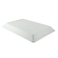 Couvercle dôme rectangulaire blanc en pulpe de canne 410x280mm H37mm