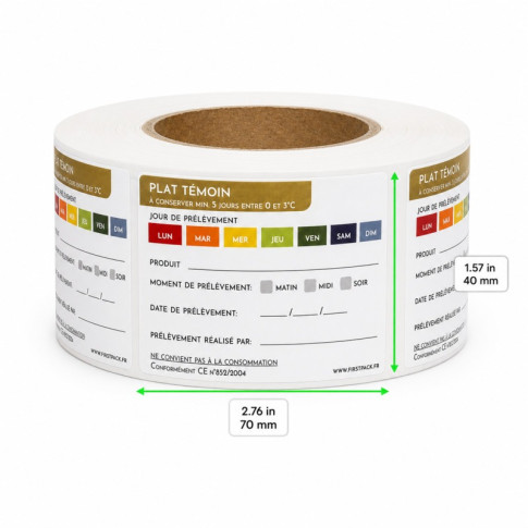 Étiquette plats témoins 70x40mm