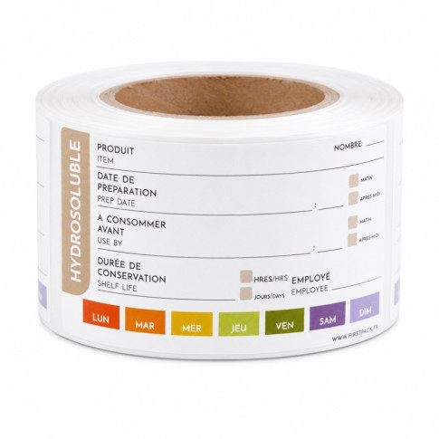Étiquette hydrosoluble haccp 70x40mm