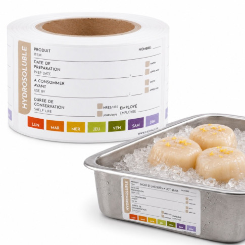Étiquette hydrosoluble haccp 70x40mm