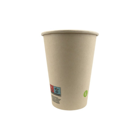 Gobelet blanc en carton fibre de bambou avec laminage plastique PE   H110mm 350ml