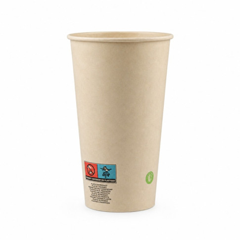 Gobelet blanc en carton fibre de bambou avec laminage plastique PE   H136mm 460ml