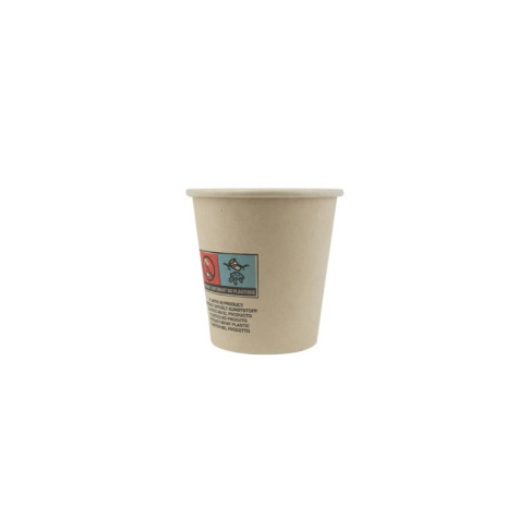 Gobelet blanc en carton fibre de bambou avec laminage plastique PE   H62mm 120ml