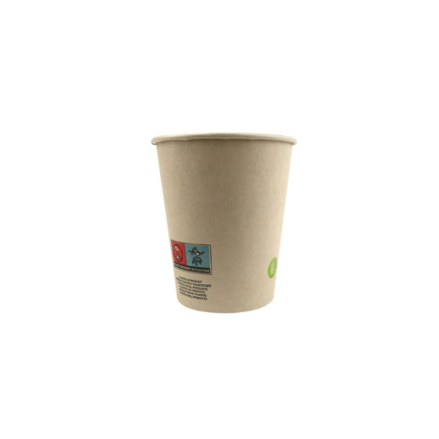 Gobelet blanc en carton fibre de bambou avec laminage plastique PE   H79mm 180ml