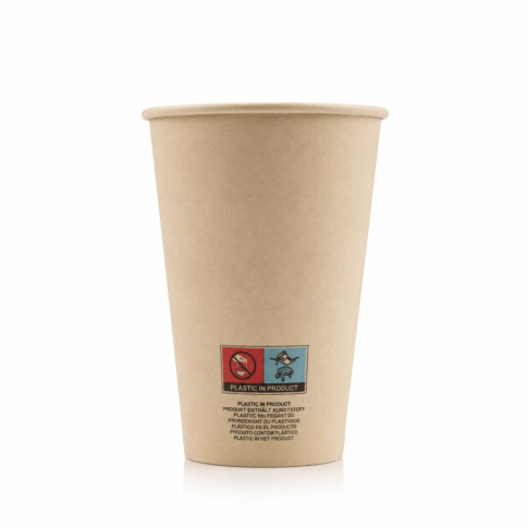 Gobelet blanc en carton fibre de bambou avec laminage plastique PE   H92mm 230ml