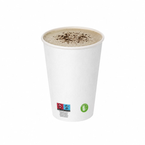 Gobelet blanc en carton fibre de bambou avec laminage plastique PE   H92mm 230ml