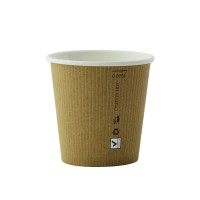 Gobelet Nature Cup en carton kraft brun strié  H52mm 90ml